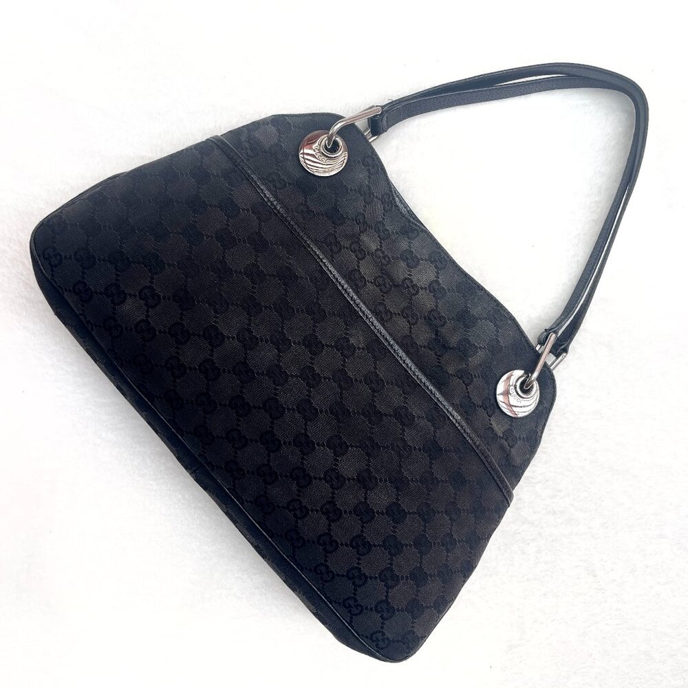 Gucci Eclipse GG Canvas/patent leather Medium Black Tote - Picture 3 of 17